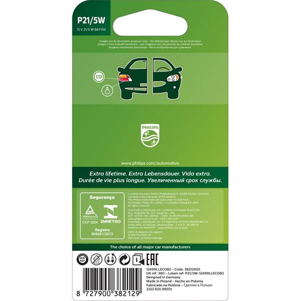 2 ampoules Philips premium Long Life Eco Vision P21/5W