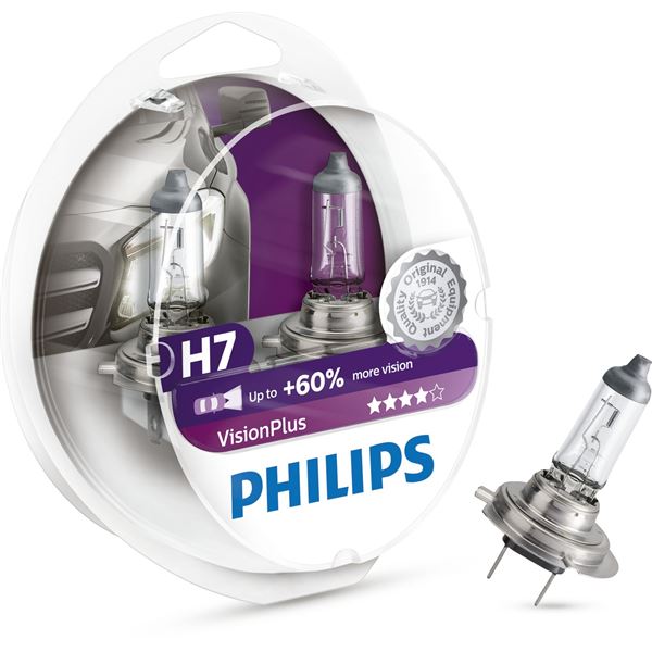 2 ampoules Philips premium Vision Plus H7