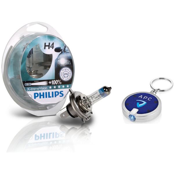 2 ampoules Philips H4 X-treme Power Vision + porte-clés