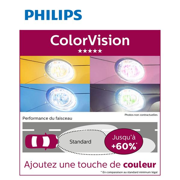 2 ampoules Philips premium Colorvision jaune H4
