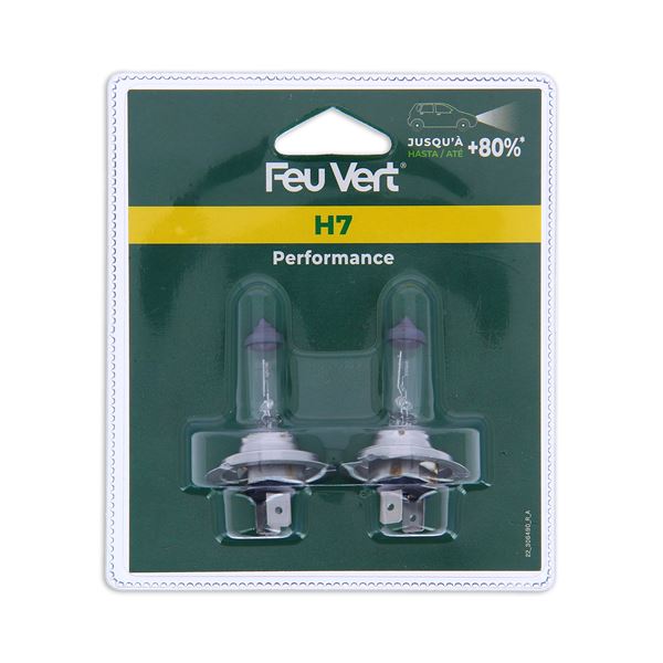 2 ampoules Feu Vert Premium  +80% H7