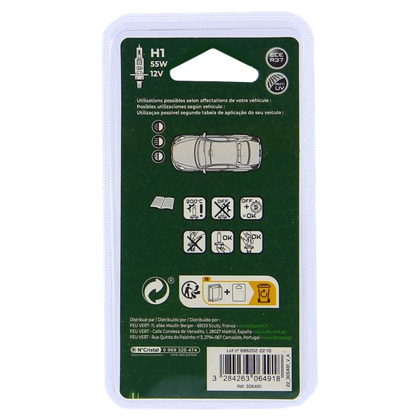1 ampoule Feu Vert H1