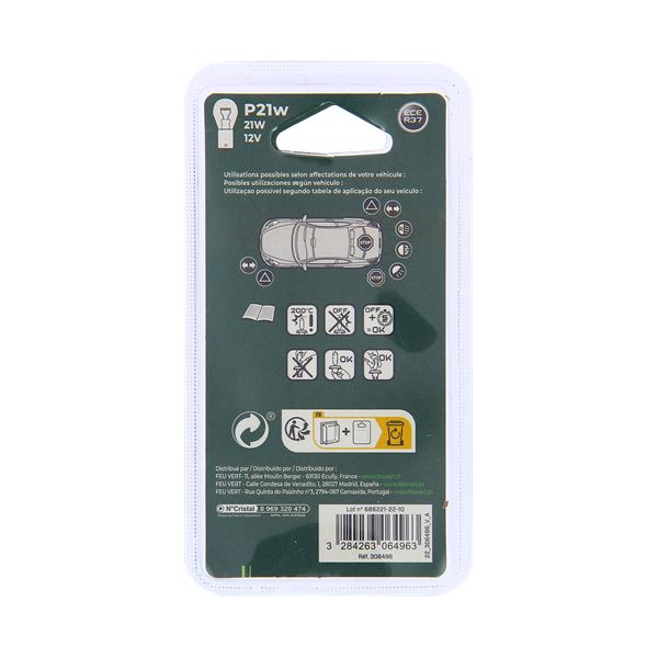 2 Ampoules Feu Vert P21W