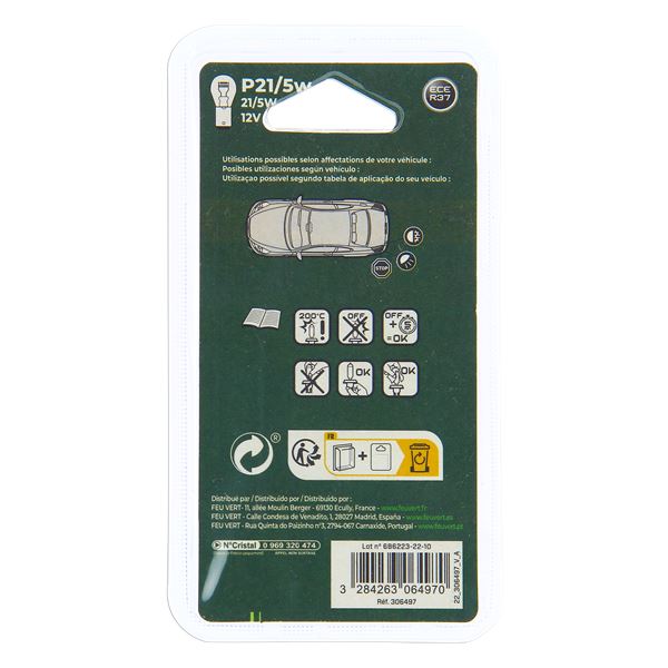 2 Ampoules  Feu Vert P21/5W