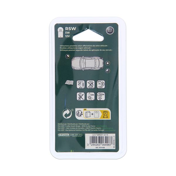 2 Ampoules Feu Vert R5W