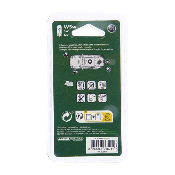 2 Ampoules Feu Vert W5W