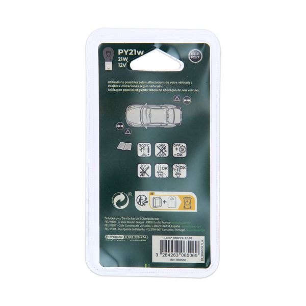 2 Ampoules Feu Vert PY21W