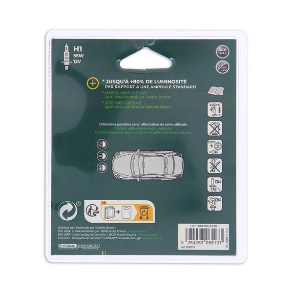 2 ampoules Feu Vert Premium +80% H1
