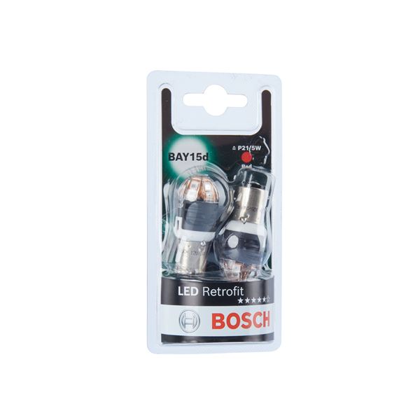 2 ampoules ~P21/5W - BAY15d LED Retrofit (rouge) Bosch