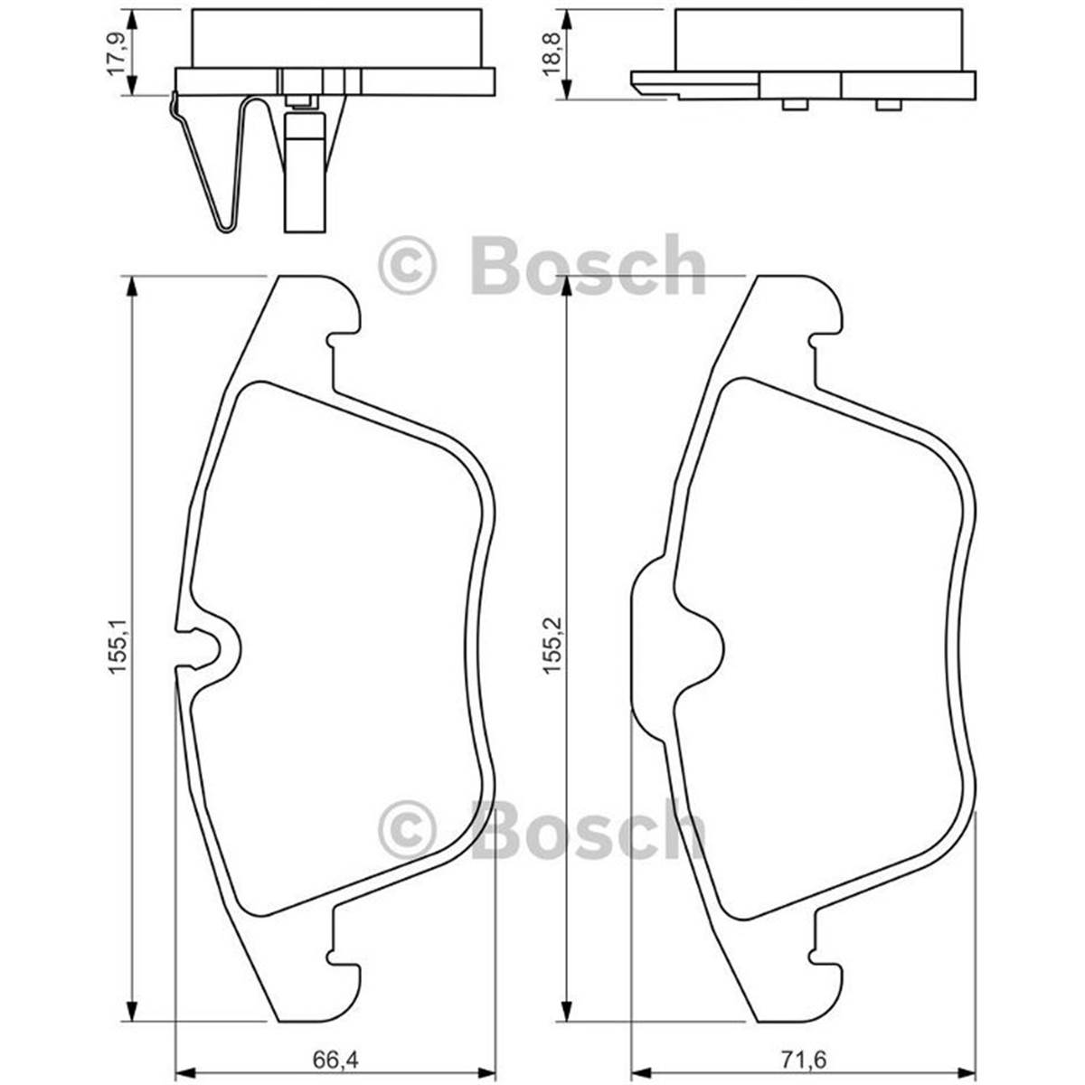 Plaquettes de frein avant (4 pièces) Bosch Bp1279 - 0986494371