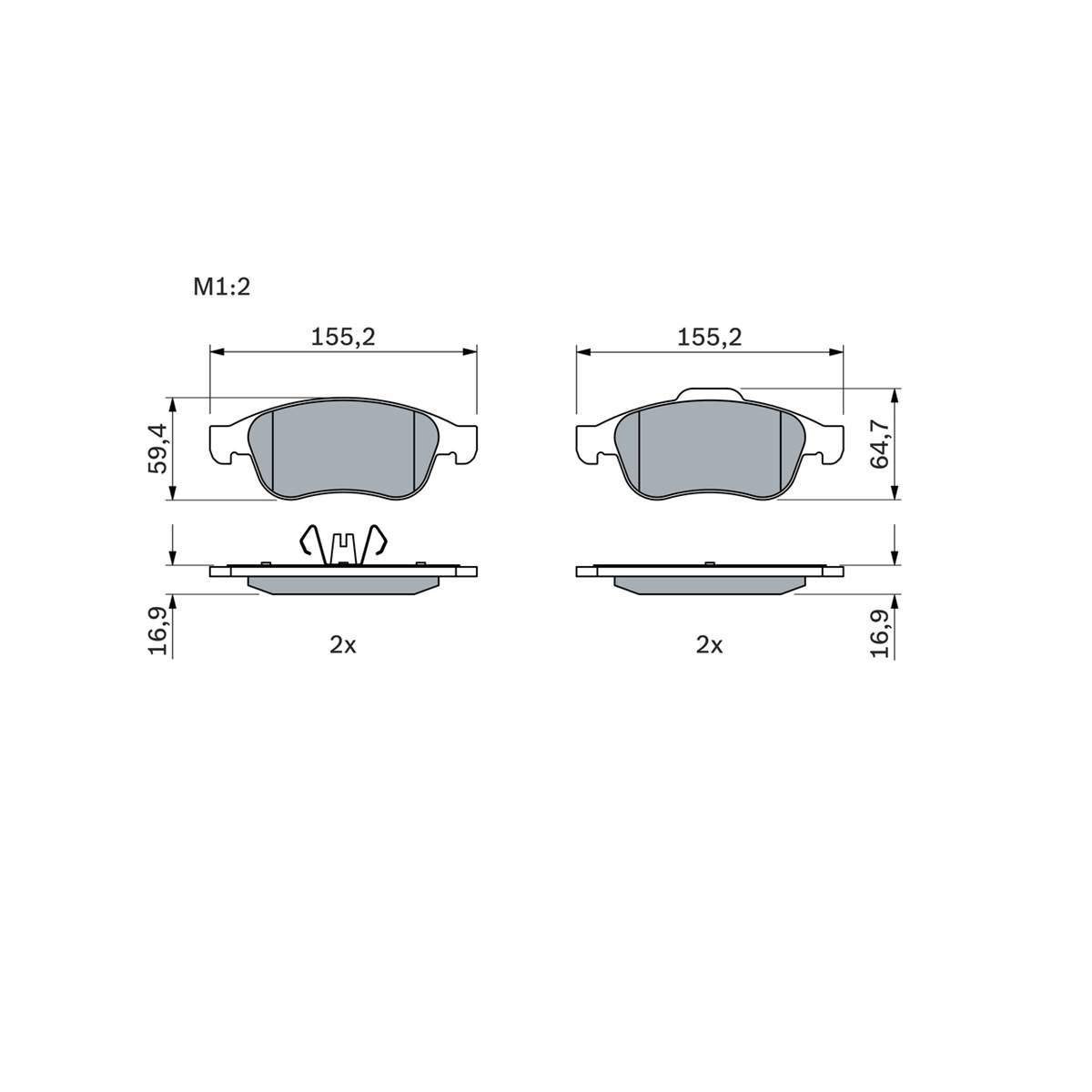 Plaquettes de frein avant (4 pièces) Bosch Bp1363 - 0986494441