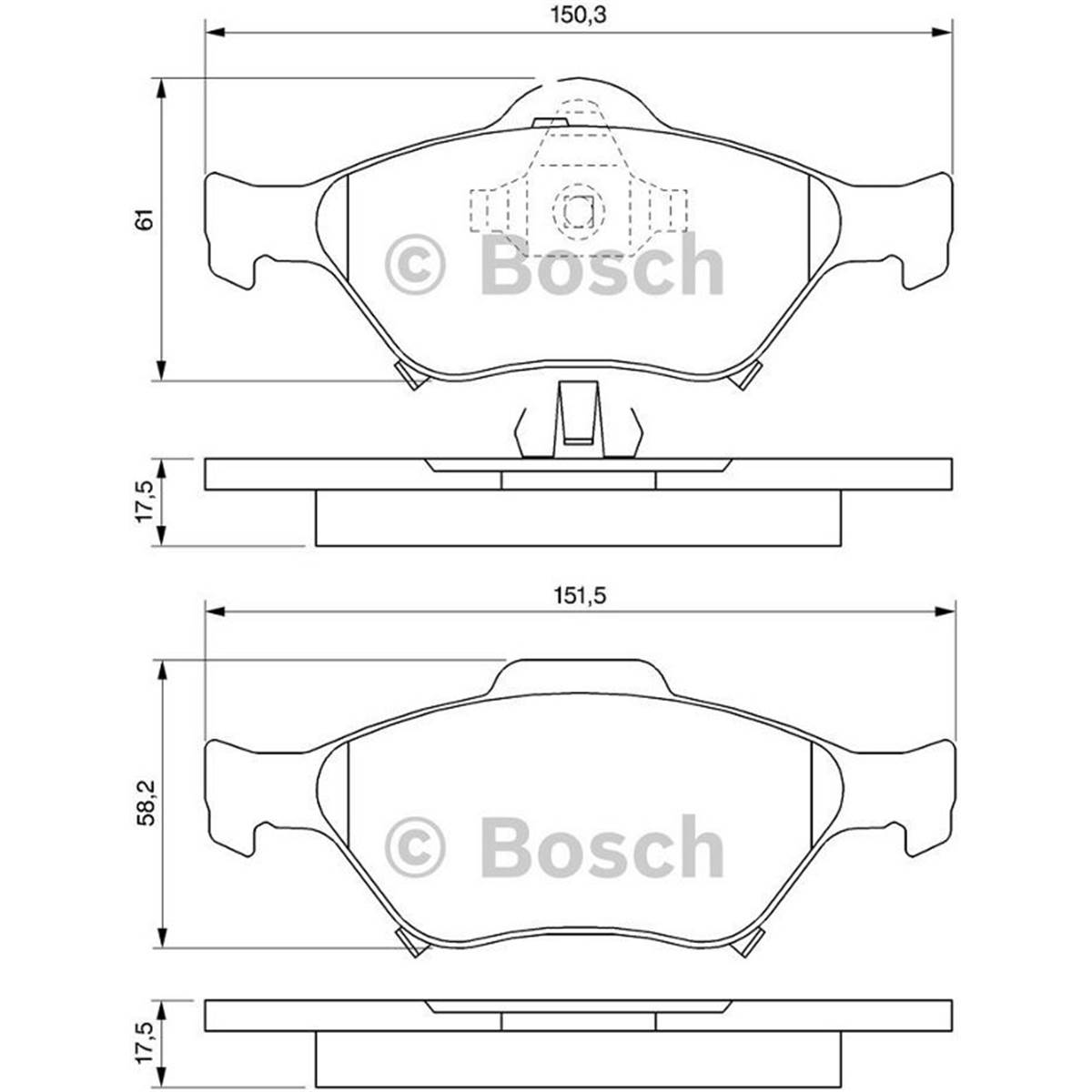 Plaquettes de frein avant (4 pièces) Bosch Bp1011 - 0986494101