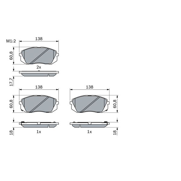 4 plaquettes de frein avant Bosch BP1480