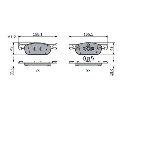 4 plaquettes de frein avant Bosch BP2055