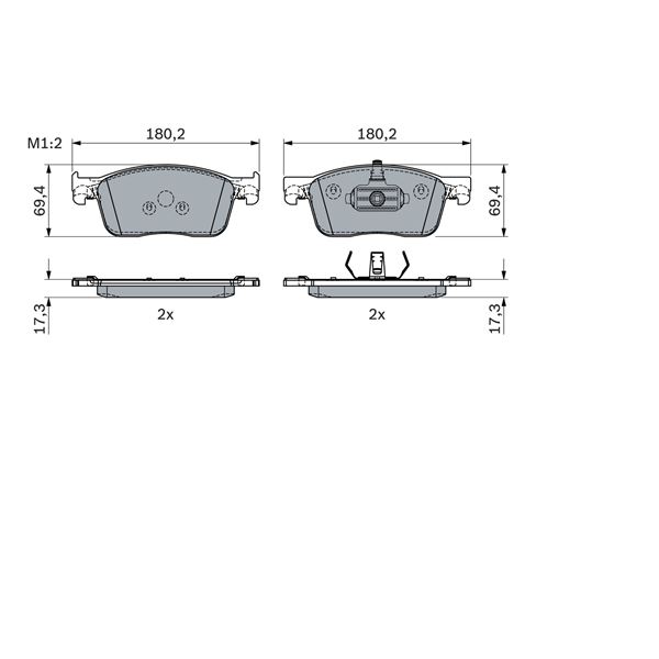 4 plaquettes de frein avant Bosch BP2298