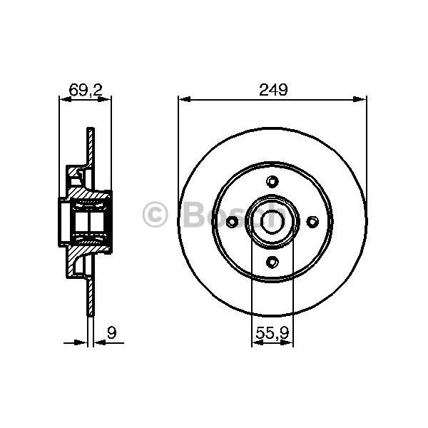 1 disque à roulement arrière Bosch BD1124