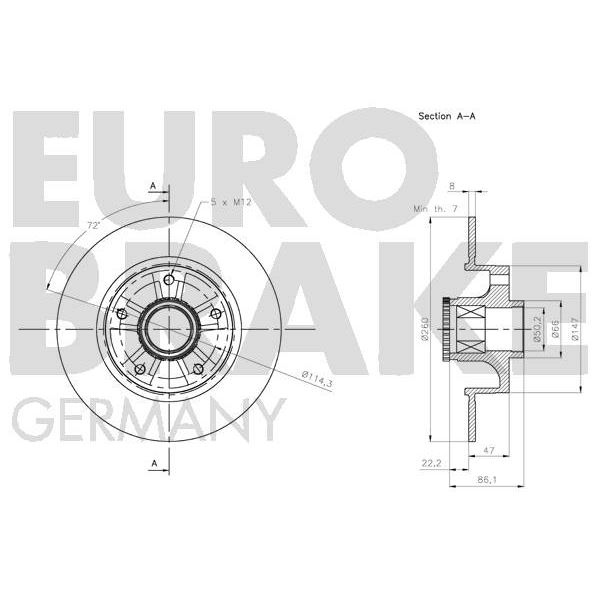 1 disque à roulement arrière Eurobrake 5815203973