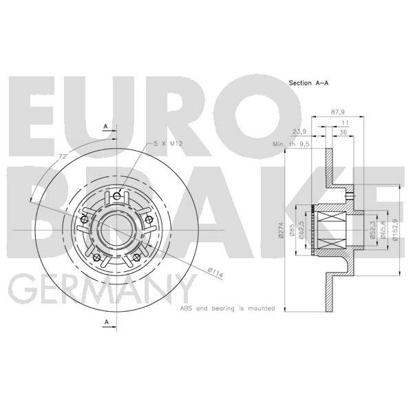 1 disque à roulement arrière Eurobrake 5815203991