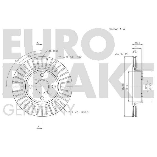 2 disques de frein avant Eurobrake 58152045115