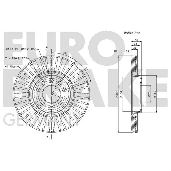2 disques de frein avant Eurobrake 5815203654