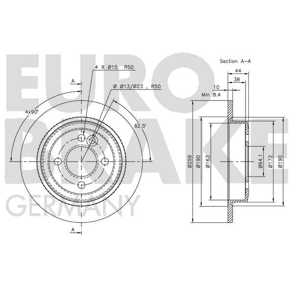 2 disques de frein arrière Eurobrake 5815204017