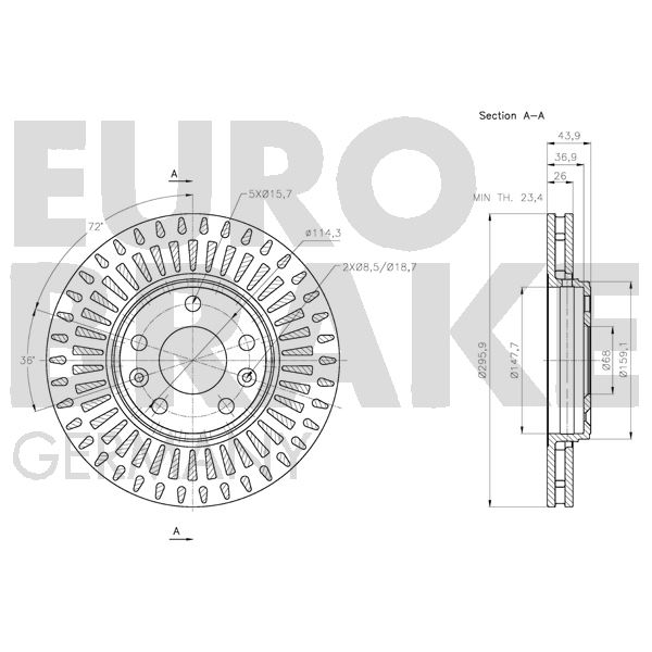 2 disques de frein avant Eurobrake 5815203971