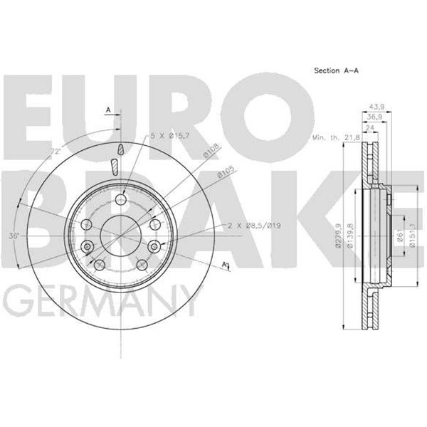 2 disques de frein avant Eurobrake 5815203974