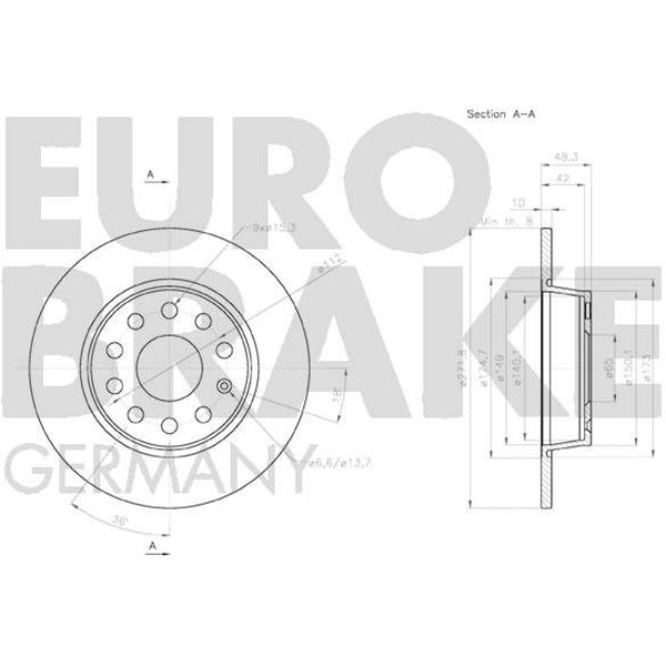 2 disques de frein arrière Eurobrake 58152047137