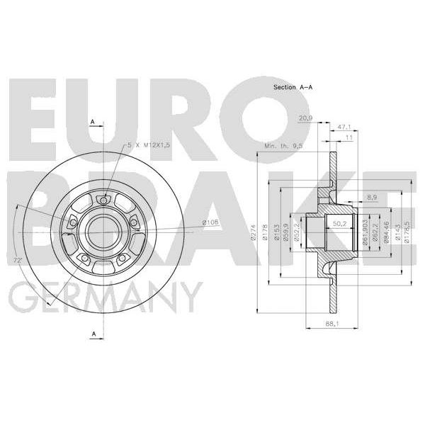 1 disque de frein à roulement Eurobrake 203975