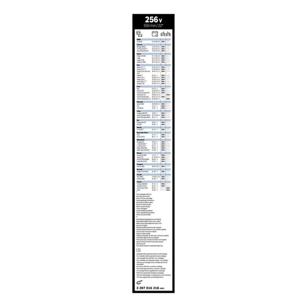 1 balai d'essuie-glace Bosch 256V