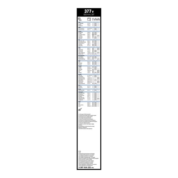 1 balai d'essuie-glace Bosch 377V
