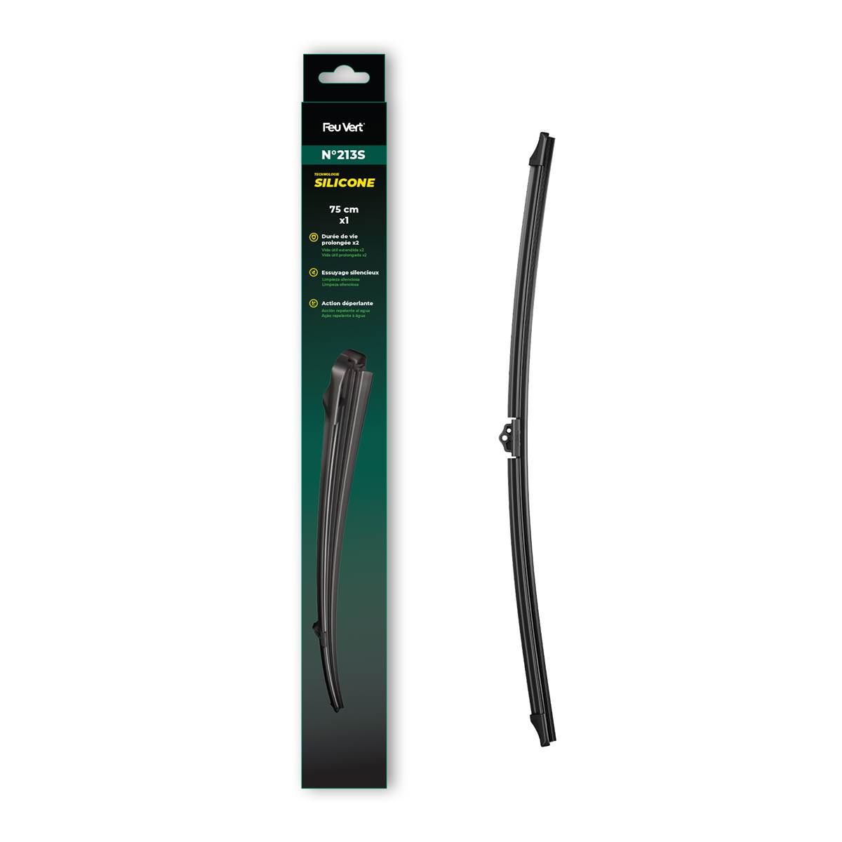 Balai D'essuie-glace Avant Plat Feu Vert Silicone N°213s