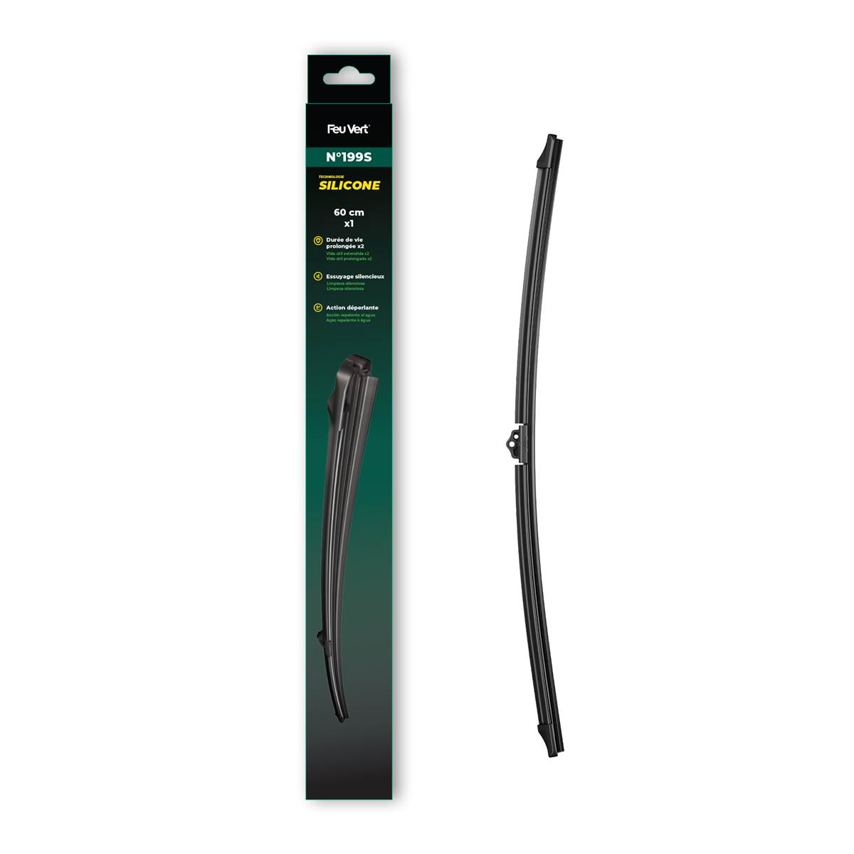 Balai D'essuie-glace Avant Plat Feu Vert Silicone N°199s