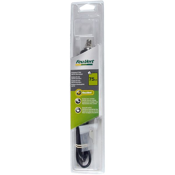 Antenne télescopique pour voiture Feu Vert inox chromé 75 cm