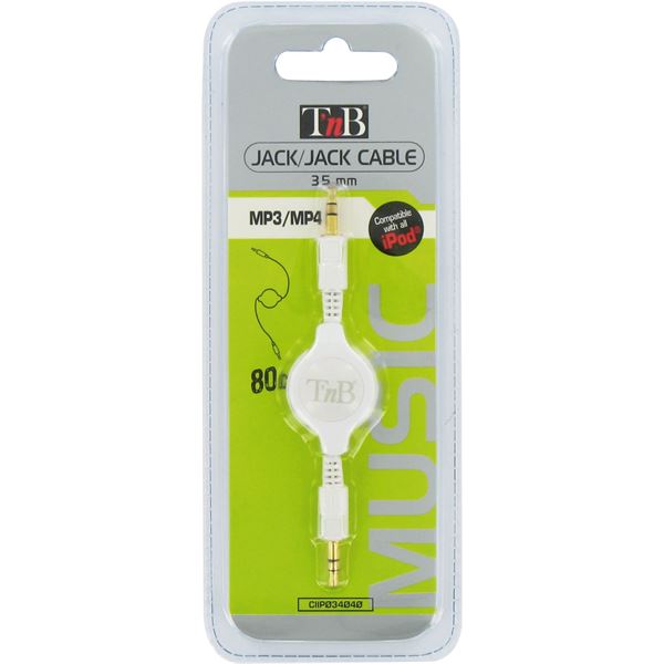 Câble auxiliaire jack 3,5m rétractable T'NB