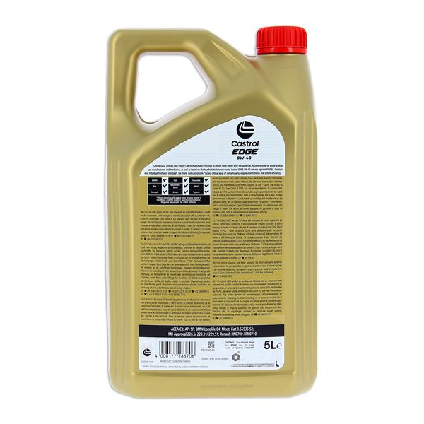 Huile moteur CASTROL Edge C3 Essence/Diesel 0W40 5L