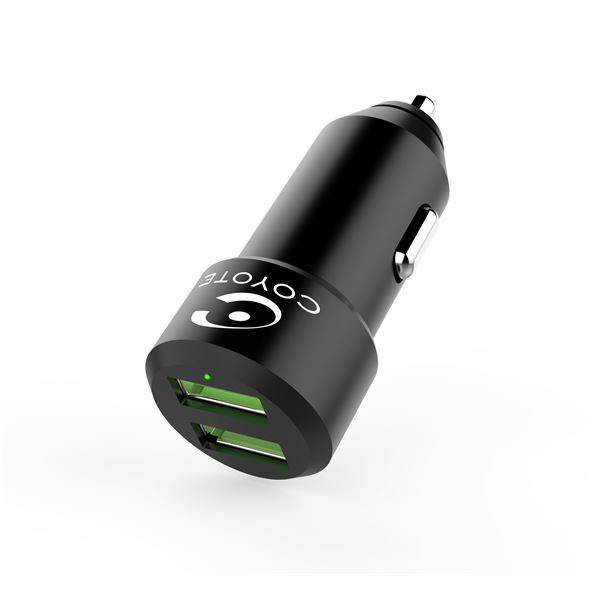 Chargeur allume-cigare 2 ports USB 4,8A + Câble Coyote