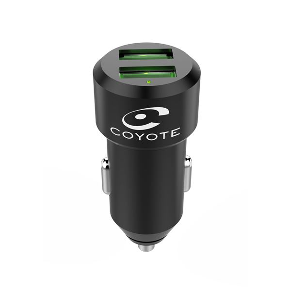 Chargeur allume-cigare 2 ports USB 4,8A + Câble Coyote
