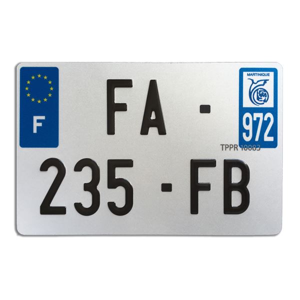 Plaque immatriculation alu 210x130 mm département 02B