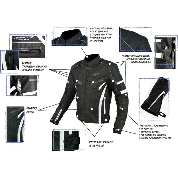 Veste moto tissu noir Urban Rider-Tec N Taille M
