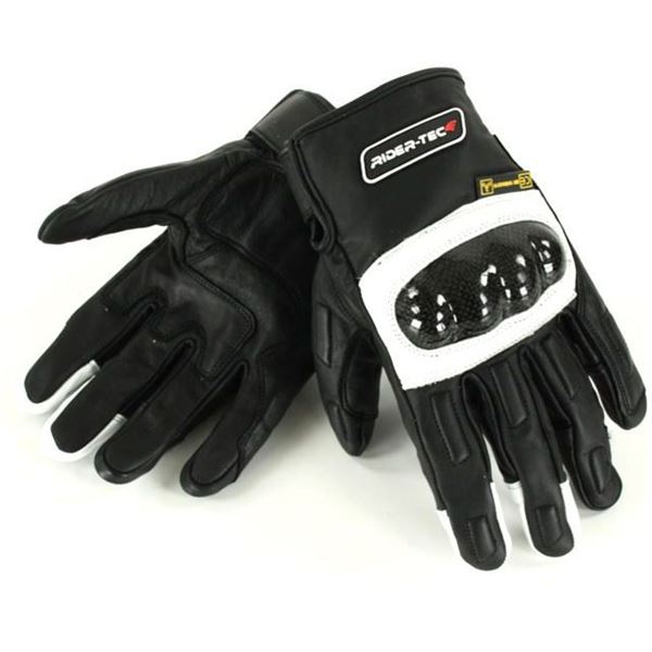Gants moto-scooter été/demi-saison noir et blanc Race RIDER-TEC Taille S