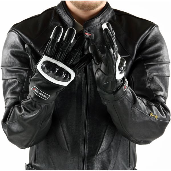 Gants moto-scooter été/demi-saison noir et blanc Race RIDER-TEC Taille S