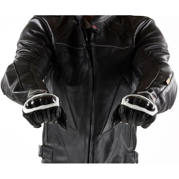 Gants moto-scooter été/demi-saison noir et blanc Race RIDER-TEC Taille M