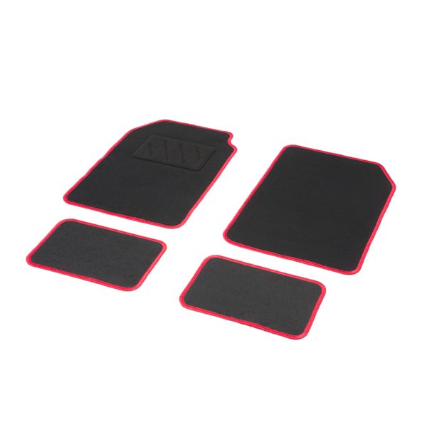 4 tapis de voiture moquette universels UNO rouge