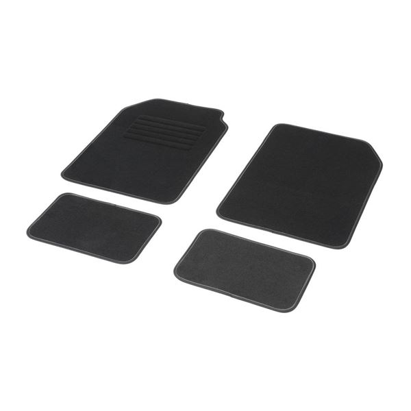4 tapis de voiture moquette universels ganse bicolore grise