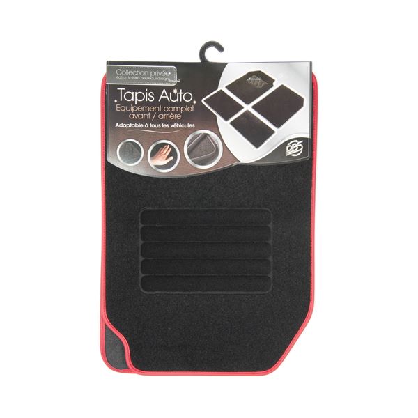 4 tapis de voiture moquette universels Aston rouge