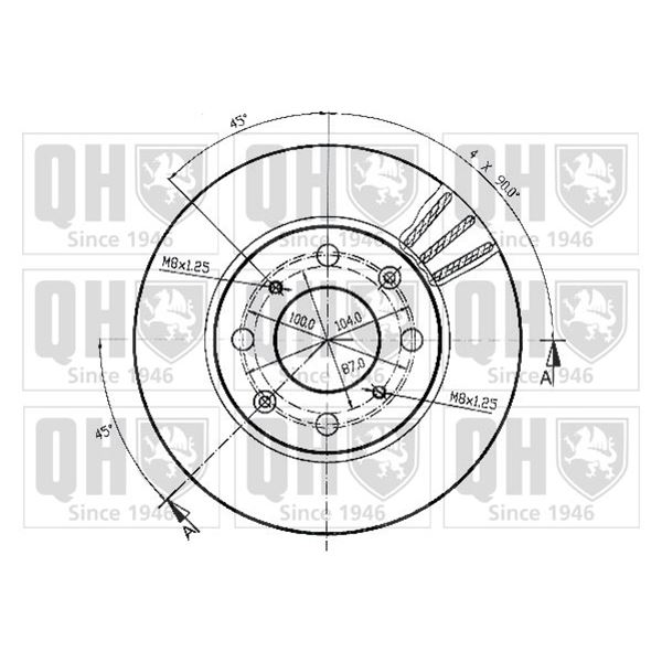 1 disque de frein avant Quinton Hazell BDC3525