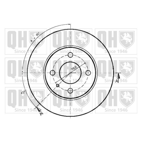 1 disque de frein avant Quinton Hazell BDC3500