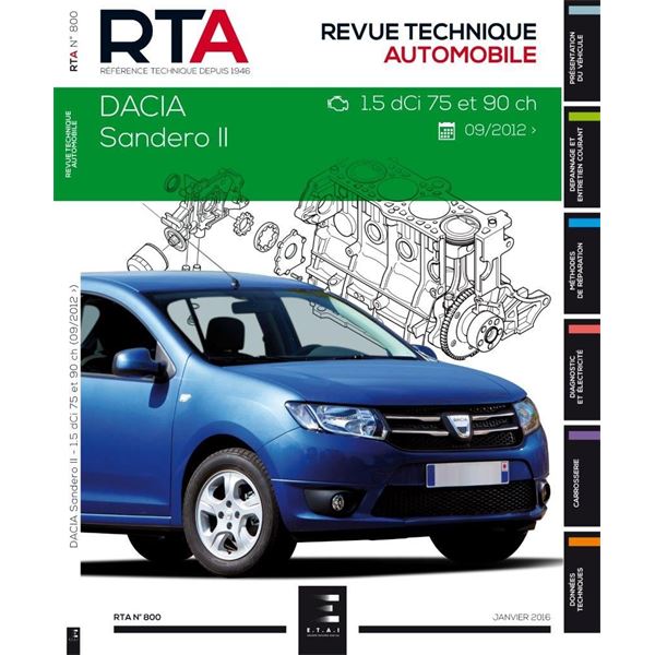 Revue Technique 800 pour SANDERO II 1.5 DCI (75 ET 90CH) DEPUIS 10/2012 (REF 25909)
