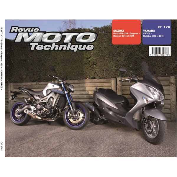 Revue Technique 176 pour SUZUKI BURGMAN 125(14-15) YAMAHA MT09 (14-15) (REF 25918)
